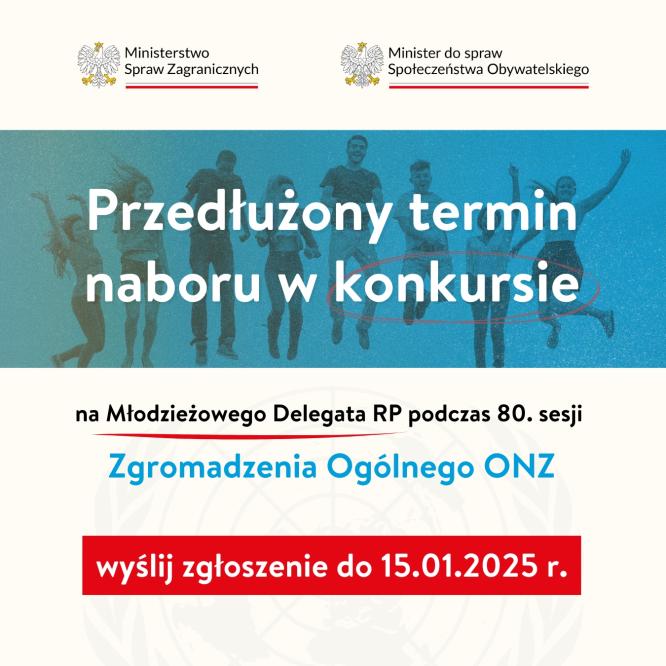 Konkurs na Młodzieżowego Delegata RP na 80. sesję Zgromadzenia Ogólnego ONZ